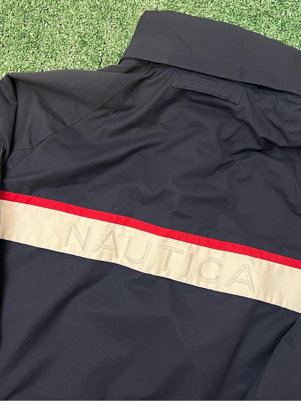 Vtg 90s Nautica NS-83 Sailing Jacket Zip Snap Fleece Lined Men XL Logo Spellout